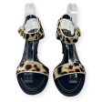 Leopard Print Calf Hair Ankle Strap Sandals Luxury Designer By Yves Saint Laurent  Size: 7.5 on Sale